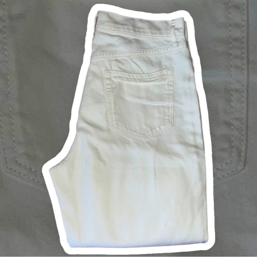 LOFT Distressed High Waisted White Boyfriend Jeans